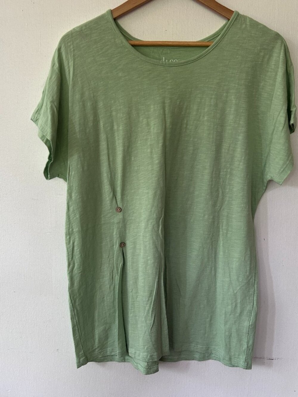 D&co Linen Blend Top Womens Large Mint Green Button Detail Cottagecore Fairy